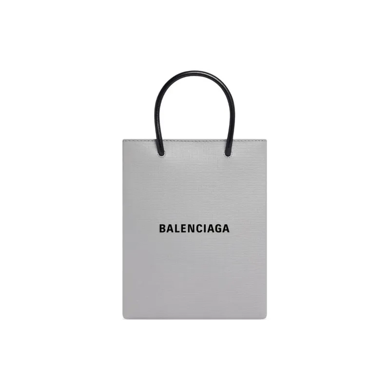 Balenciaga Calfskin Tote Bag Shopping Bag One Shoulder Handbag Crossbody Bag Large Size Women's Gray & Silver-0