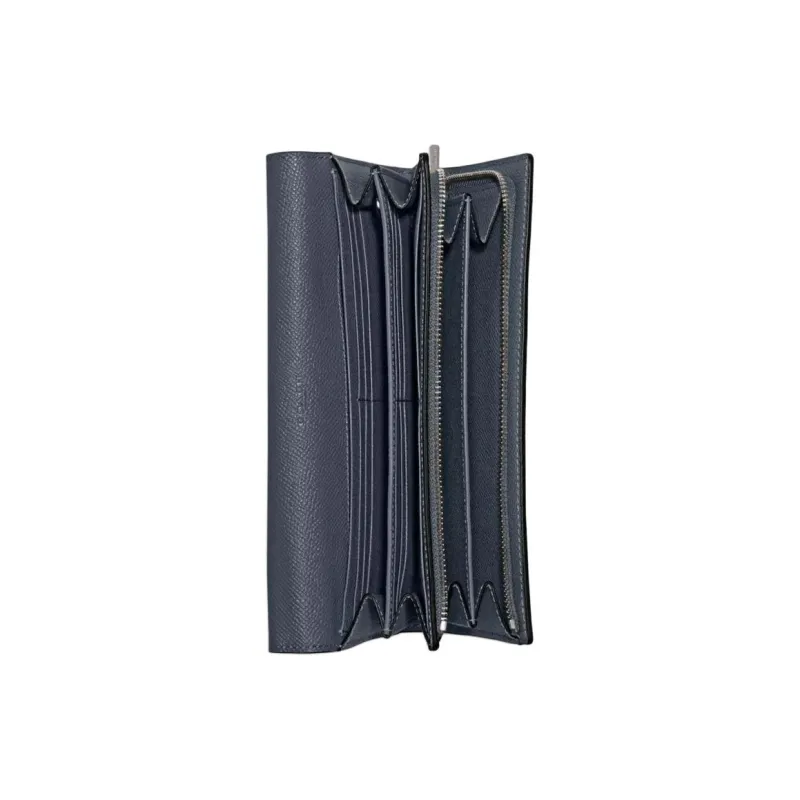 COACH Cross-Stitch Leather Wallet Small Size Women's Midnight Navy-1