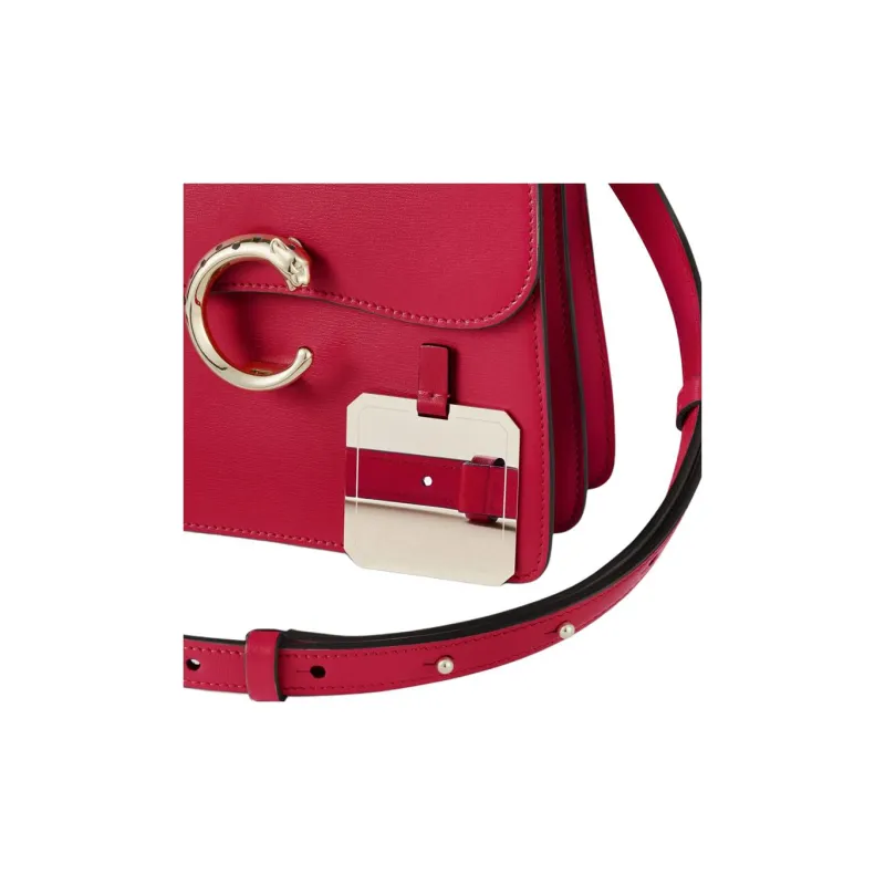CARTIER PANTHÈRE Calfskin Shoulder Bag Crossbody Bag Handbag Mini Women's Red Chestnut-3