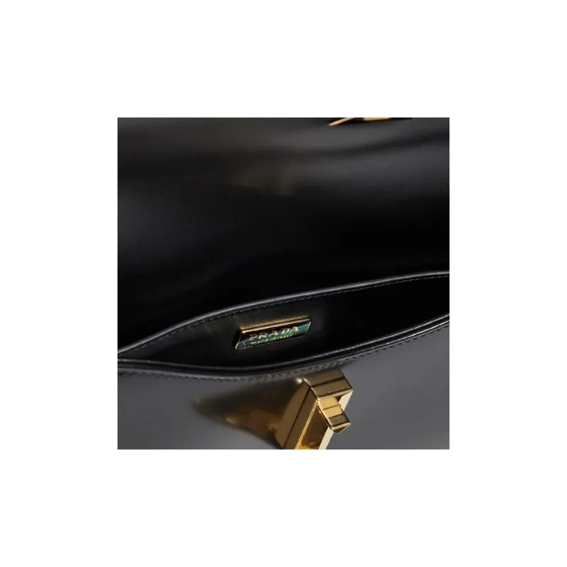 PRADA Leather Portable Crossbody Bag, Shoulder Bag Regular Women's Black-4