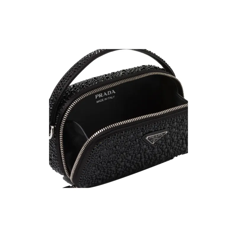 PRADA Satin Handbag Shoulder Bag Crossbody Bag Mini Women's Black-3
