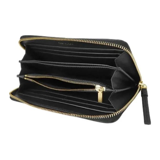 TORY BURCH Leather Card Holder Wallet Unisex Black-2