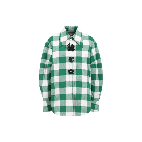 Ochirly Shirts Women's Green/White Grid