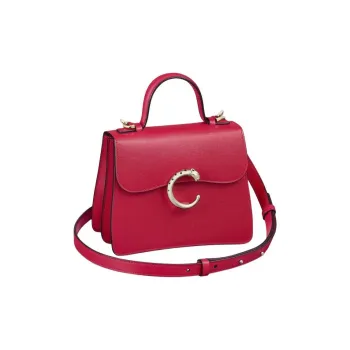 CARTIER PANTHÈRE Calfskin Shoulder Bag Crossbody Bag Handbag Mini Women's Red Chestnut