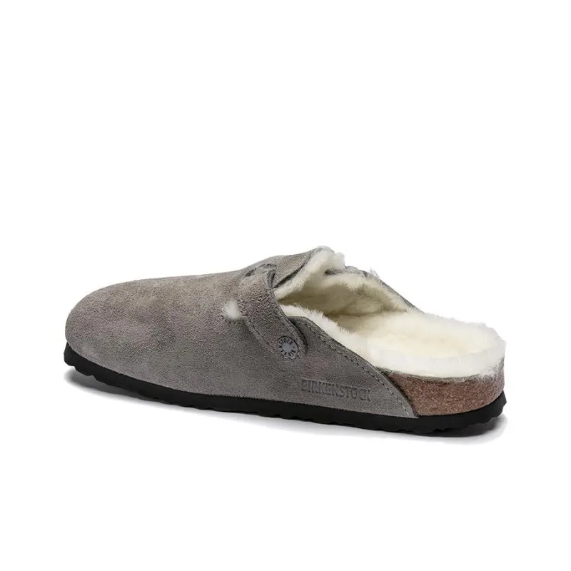 Birkenstock Boston Shearling Suede 'Stone Coin'-5