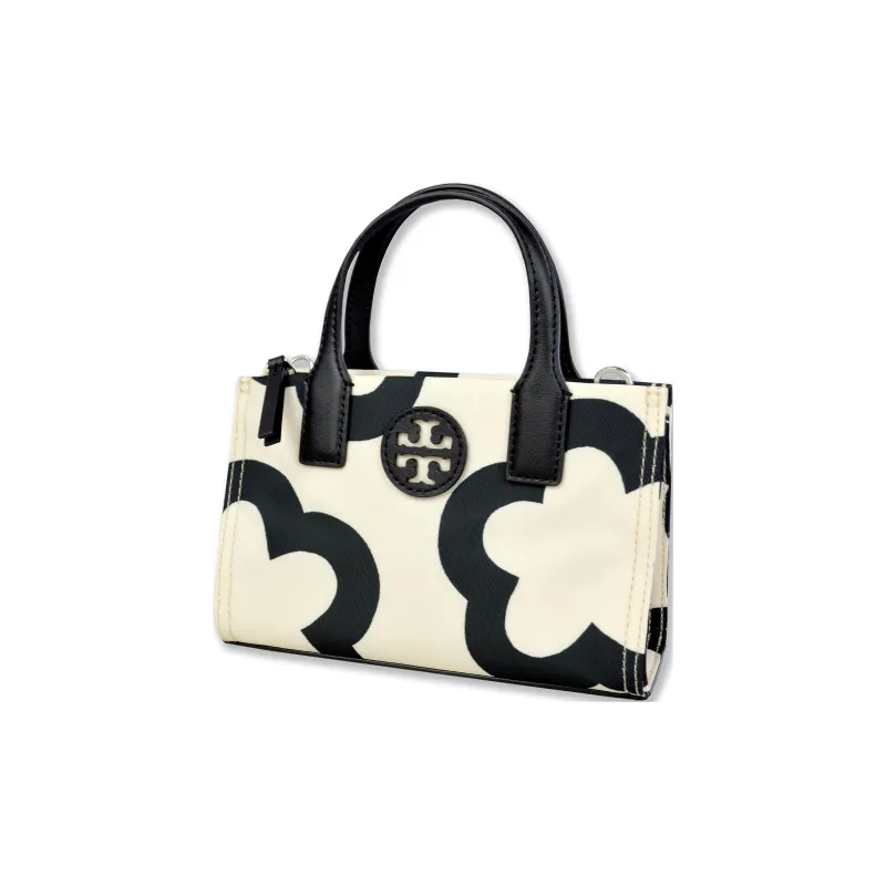 TORY BURCH Nylon Tote Bag Shopping Bag Portable Crossbody Bag Shoulder Bag Mini Women's White & Black-2