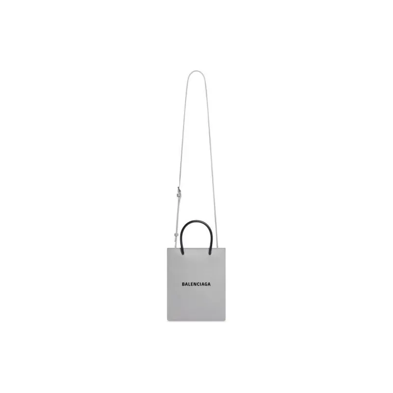 Balenciaga Calfskin Tote Bag Shopping Bag One Shoulder Handbag Crossbody Bag Large Size Women's Gray & Silver-4