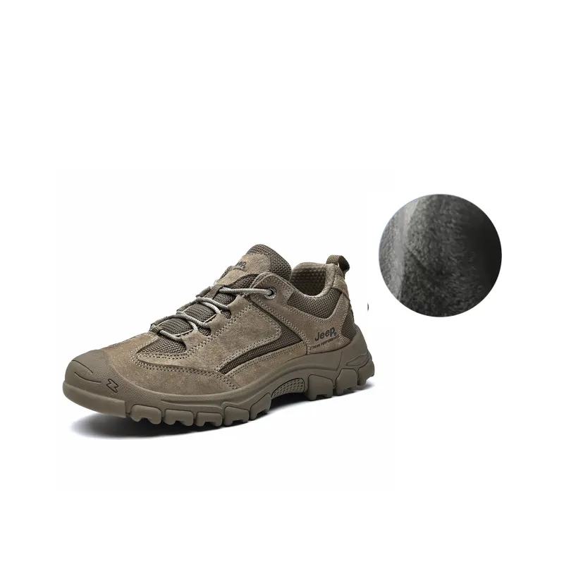 Jeep Cushioning Anti Slip Wear Resistant Lightweight Warm Coverage Low Top Outdoor Shoes Men's Camel-1