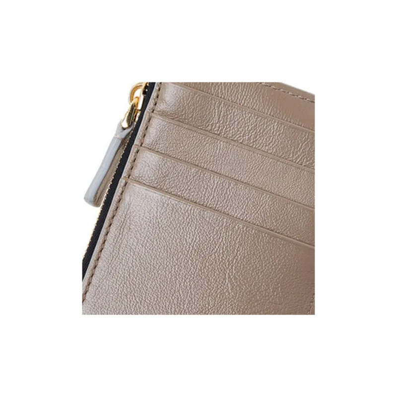 MARNI Calfskin Card Holder, Wallet Women's Gray & Brown-8