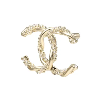 CHANEL Metal Rhinestone Brooches Women's Gold