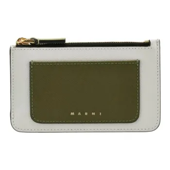 MARNI Calfskin Coin Purses Wallets Mini Women's Jasper/White