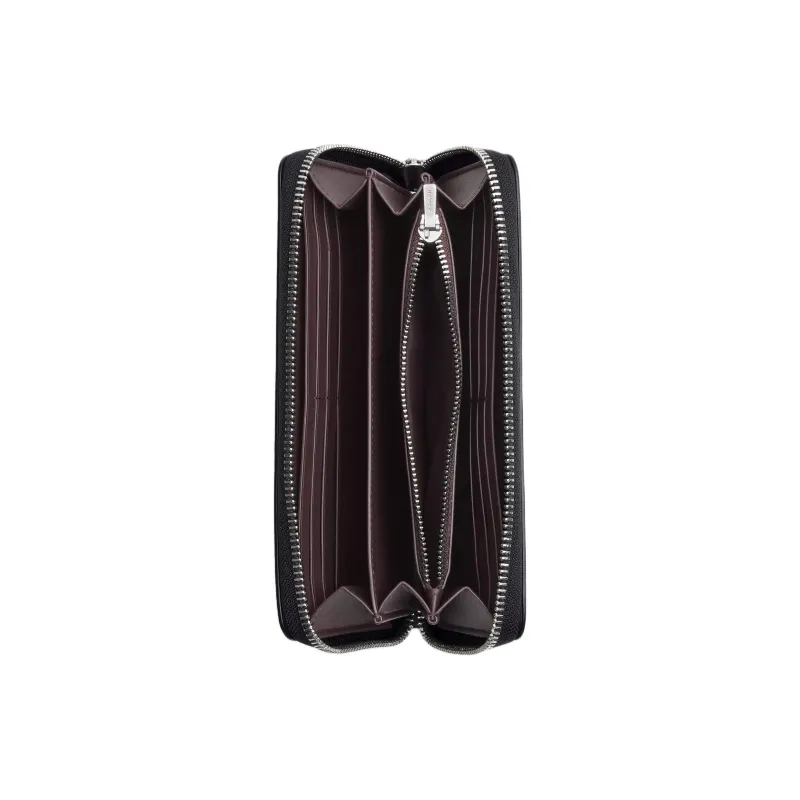 COACH Zip Around Coated Canvas With Smooth Leather Handheld Wallet Small Size Unisex Midnight Navy-2