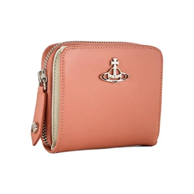 Vivienne Westwood Jordan Cow Leather Wallet Medium Size Women's Pink-1