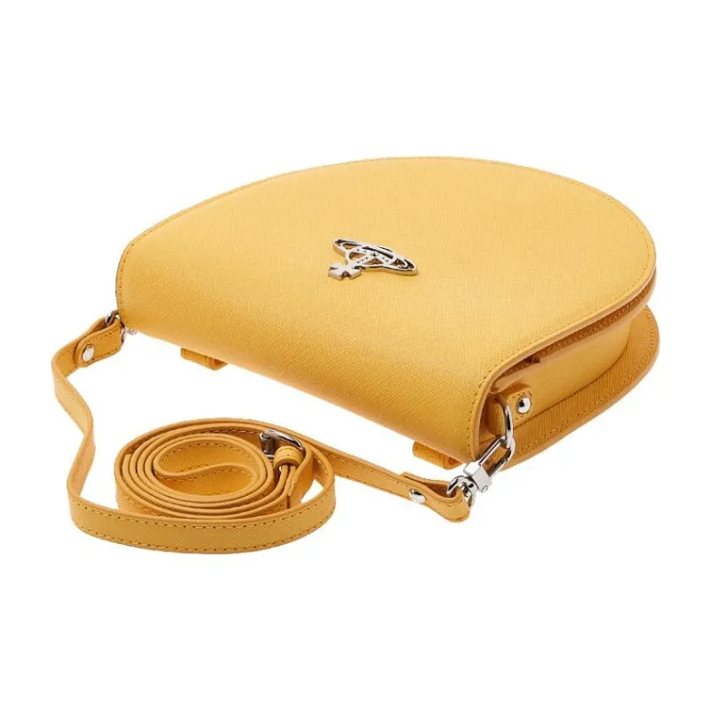 Vivienne Westwood Calfskin Saddle Bag Shoulder Bag Crossbody Bag Women's Yellow-4