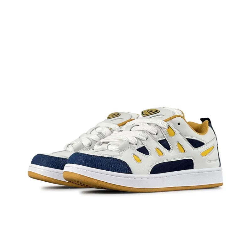LuzaoT SUPER DRAG Puffy Shoes Slip-Resistant Low-Top Skateboard Shoes Unisex White Blue Yellow-1