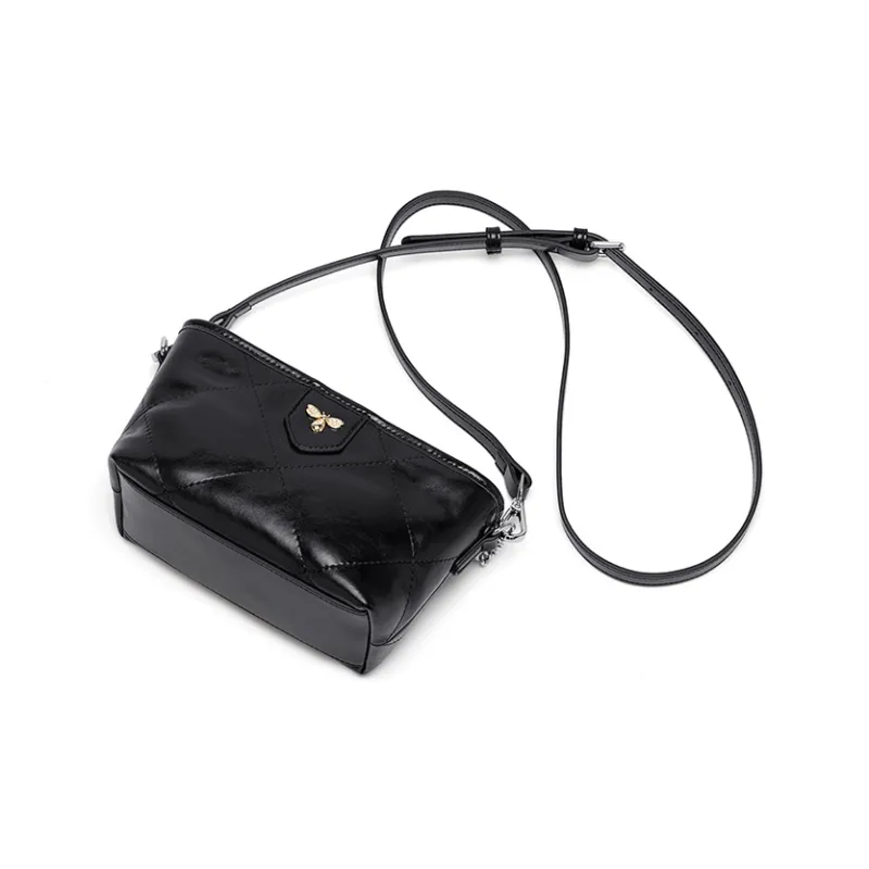 CinvaiKrose Shoulder Bags Diamond Pattern Phantom Black Shopping Bag Included-4