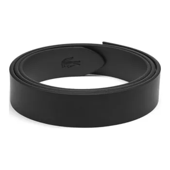 LACOSTE Solid Color Logo Stamp Smooth Buckle Cow Split Leather Leather Belts Men's Black Width: 3CM