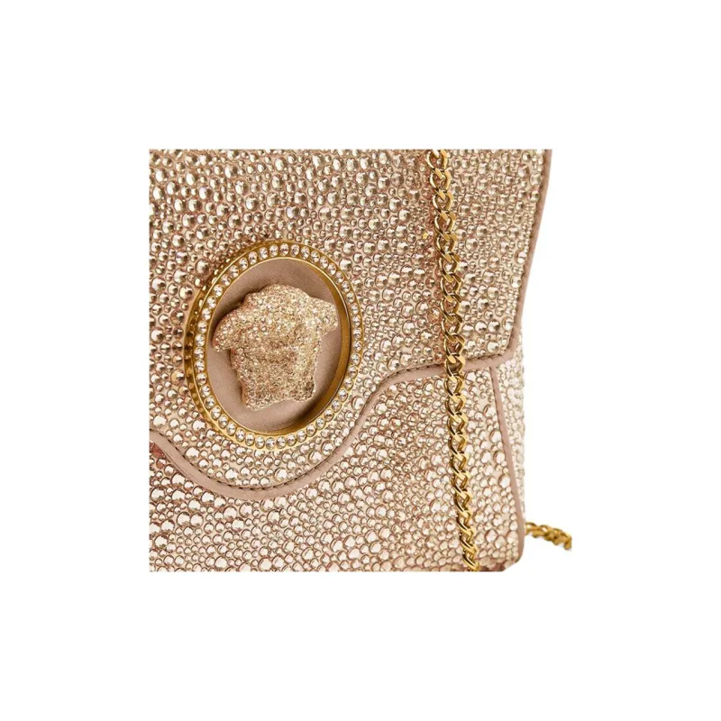 FANSIZHE La Medusa Leather One Shoulder Crossbody Clutch Women's Gold-4