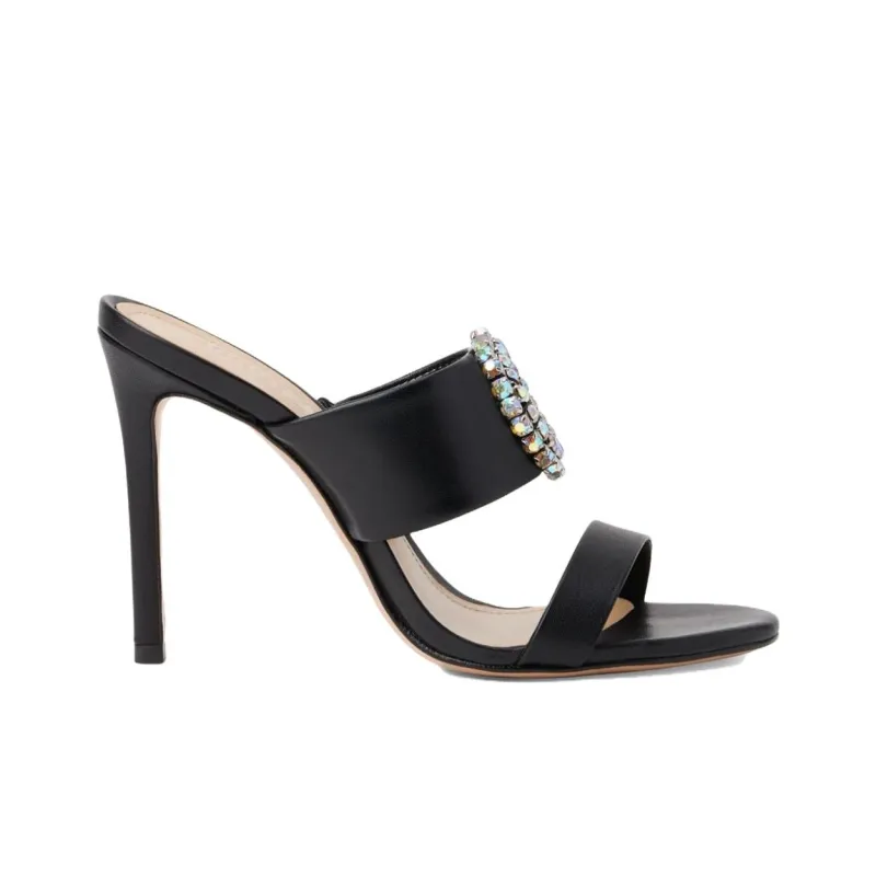 Schutz Crystal-embellished Leather Mules-1