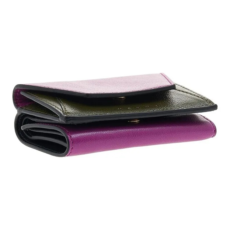 MARNI Cow Leather Wallet Unisex Fuchsia & Green-4