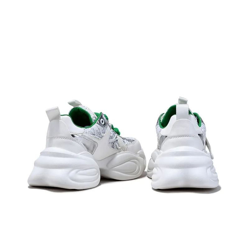 BELLALILY Low Top Chunky Sneakers Women's Silver-4