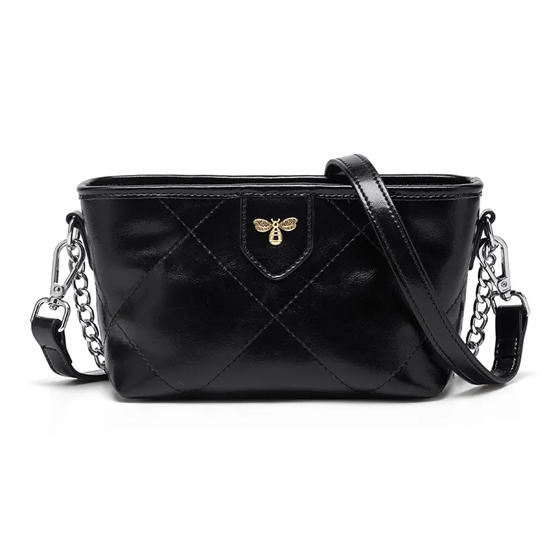 CinvaiKrose Shoulder Bags Diamond Pattern Phantom Black Shopping Bag Included-0