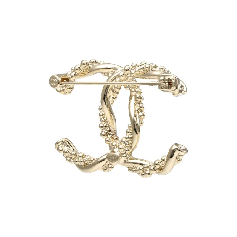 CHANEL Metal Rhinestone Brooches Women's Gold-1