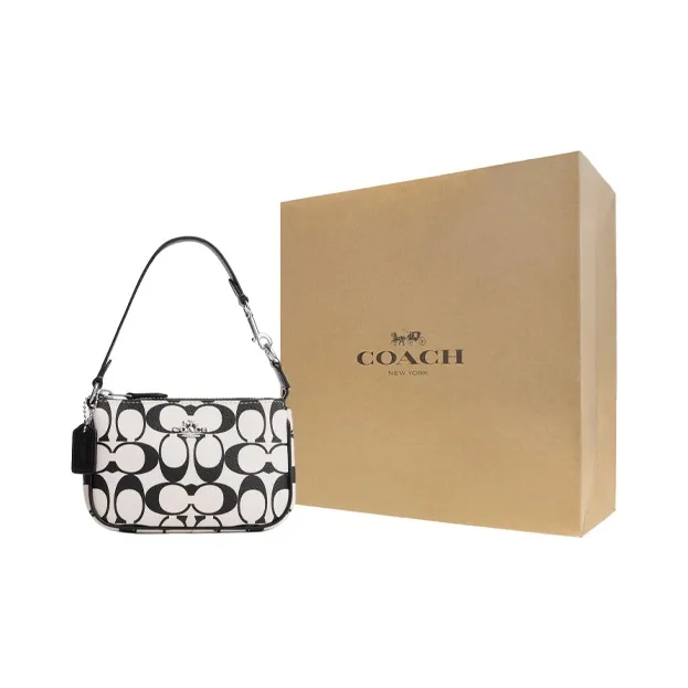 COACH Nolita Leather Shoulder Bag Mini Women's Black White-0