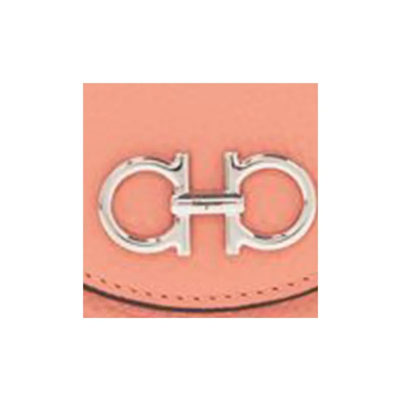 FERRAGAMO Calfskin Leather Wallet Women's Coral Pink-4