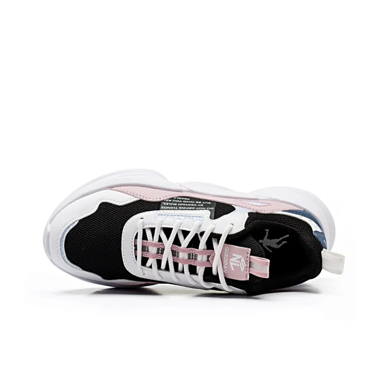QIAODAN Slip Resistant, Abrasion Resistant, Breathable Low Top Running Shoes Women's Black Jordan White-2