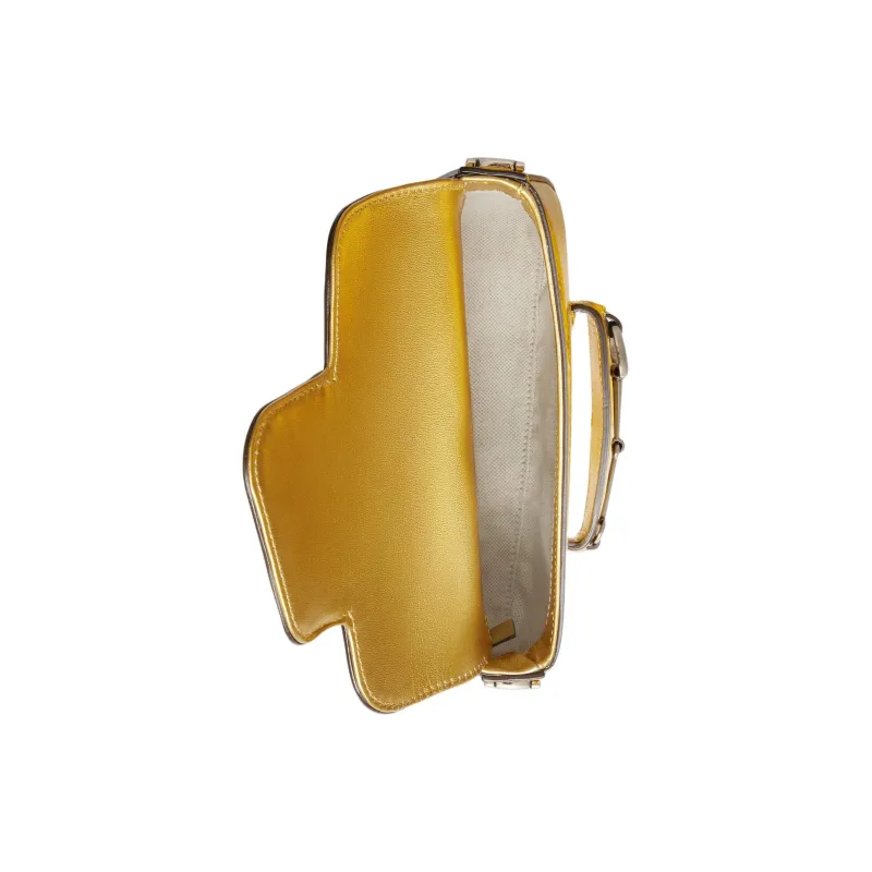 GUCCI Horsebit 1955 Leather Portable Crossbody Bag Shoulder Bag Mini Women's Gold-6