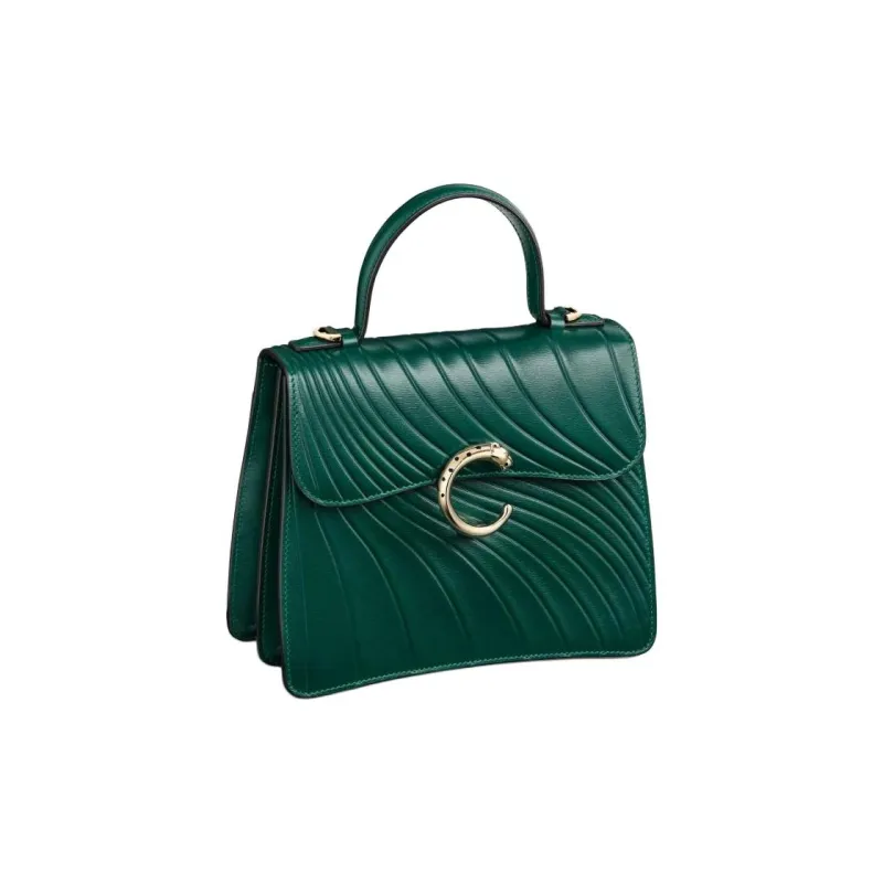 CARTIER Panthère De Cartier Calfskin Handbag Shoulder Bag Crossbody Bag Small Size Women's Emerald Green-1