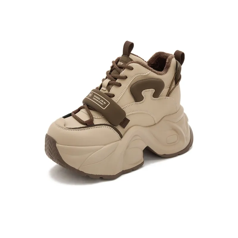 Milan Love Song Lightweight Warm Low-Top Chunky Sneakers Women's Black-7