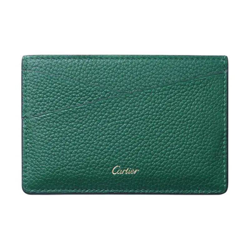 CARTIER PANTHÈRE Calfskin Card Holder Women's Green-1
