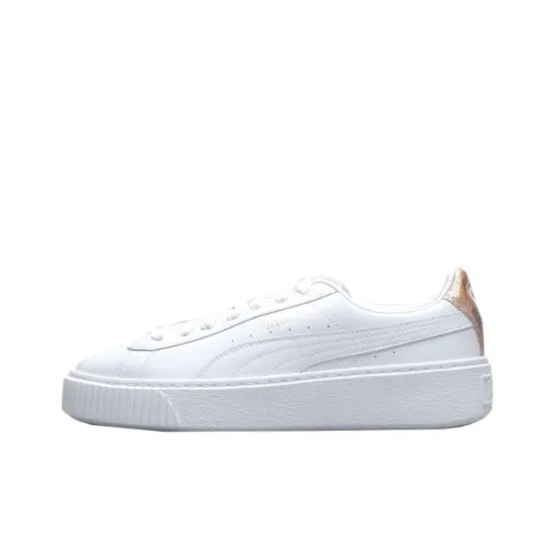 PUMA Basket Skateboard Shoes Women's Low-Top White/Gold