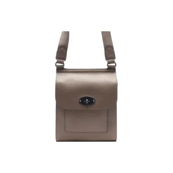 Mulberry Grain Cow Leather Messenger Bag, Shoulder Bag, Crossbody Bag Trumpets Women's Taupe