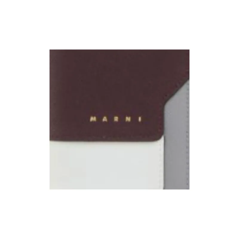 MARNI Leather Wallet Mini Unisex Dark Red Dolphin With Natural White-6