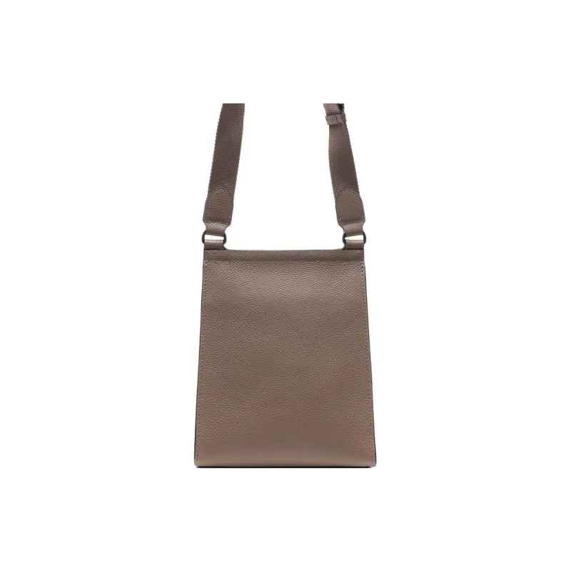 Mulberry Grain Cow Leather Messenger Bag, Shoulder Bag, Crossbody Bag Trumpets Women's Taupe-2