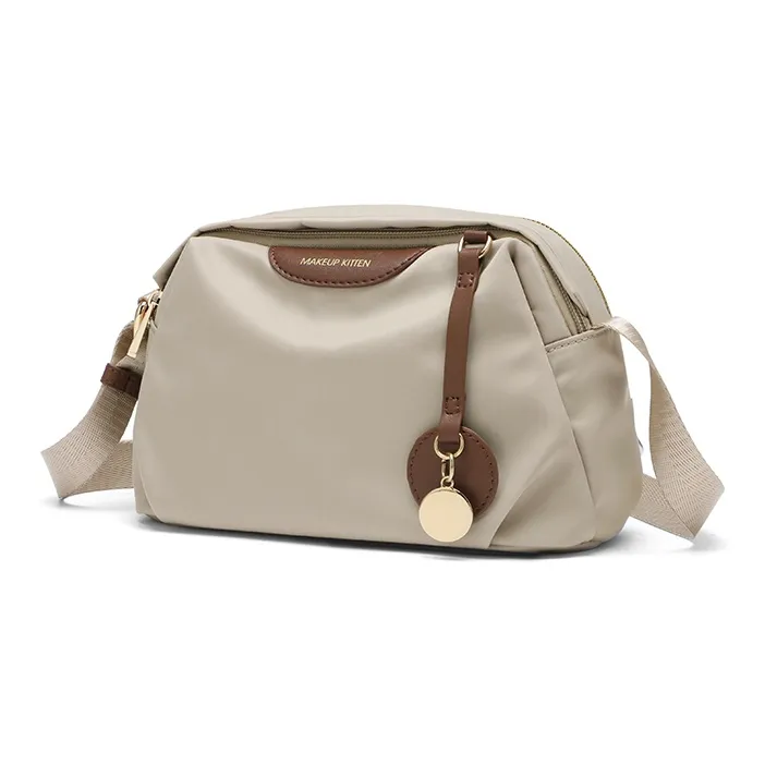 MAKEUP KITTEN Synthetic Leather Shoulder Bag Crossbody Bag Medium Size Women's Khaki-2