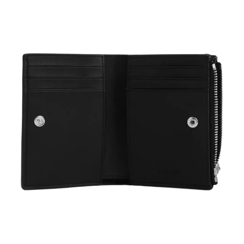 COACH Canvas With Leather Coin Purse Wallet Unisex Silver & Black-3