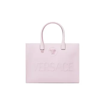 VERSACE La Medusa Canvas Tote Bag Shopping Bag Canvas Bag One Shoulder Handbag Large Size Women's Pink