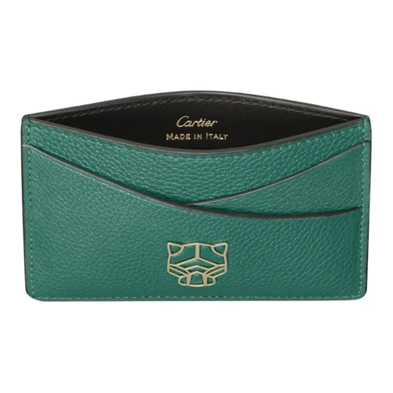 CARTIER PANTHÈRE Calfskin Card Holder Women's Green-2