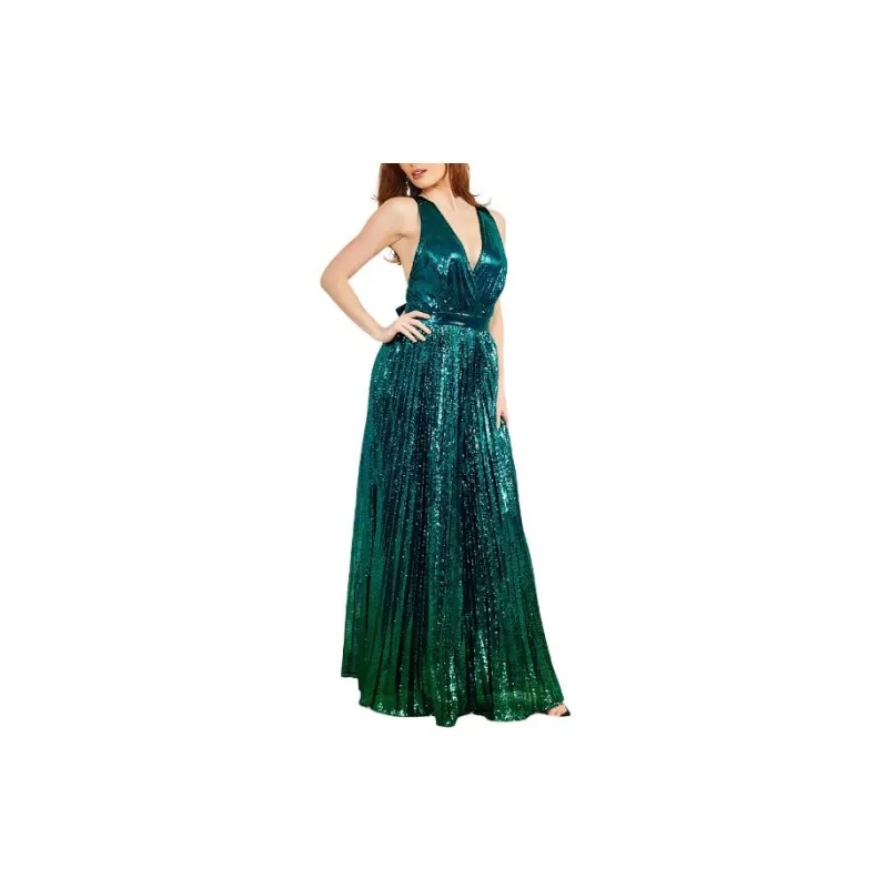 GUESS Bryce Pleated Ombré Dress Slip Dresses Women's Green-1