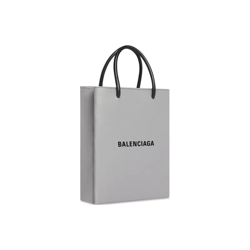 Balenciaga Calfskin Tote Bag Shopping Bag One Shoulder Handbag Crossbody Bag Large Size Women's Gray & Silver-1