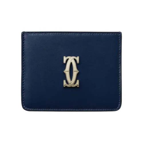 CARTIER C De Cartier Collection Calfskin Card Holder Women's Midnight Blue
