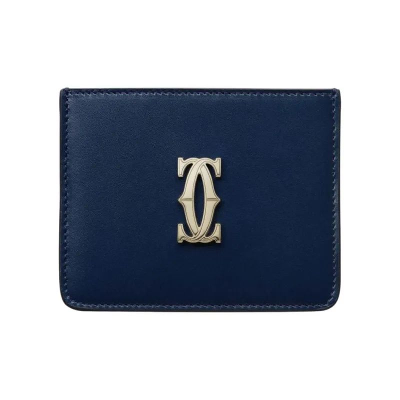 CARTIER C De Cartier Collection Calfskin Card Holder Women's Midnight Blue-0