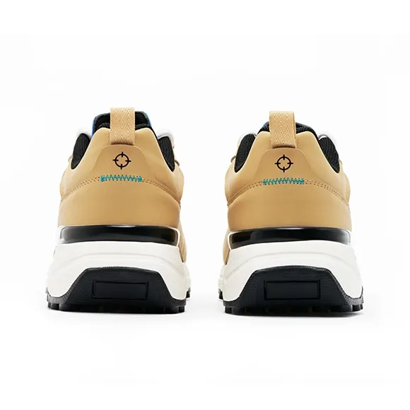 RIGORER Cushioning Coverage Wear-Resistant Breathable Low-Top Chunky Sneakers Men's Rubber Brown/Night Black-4