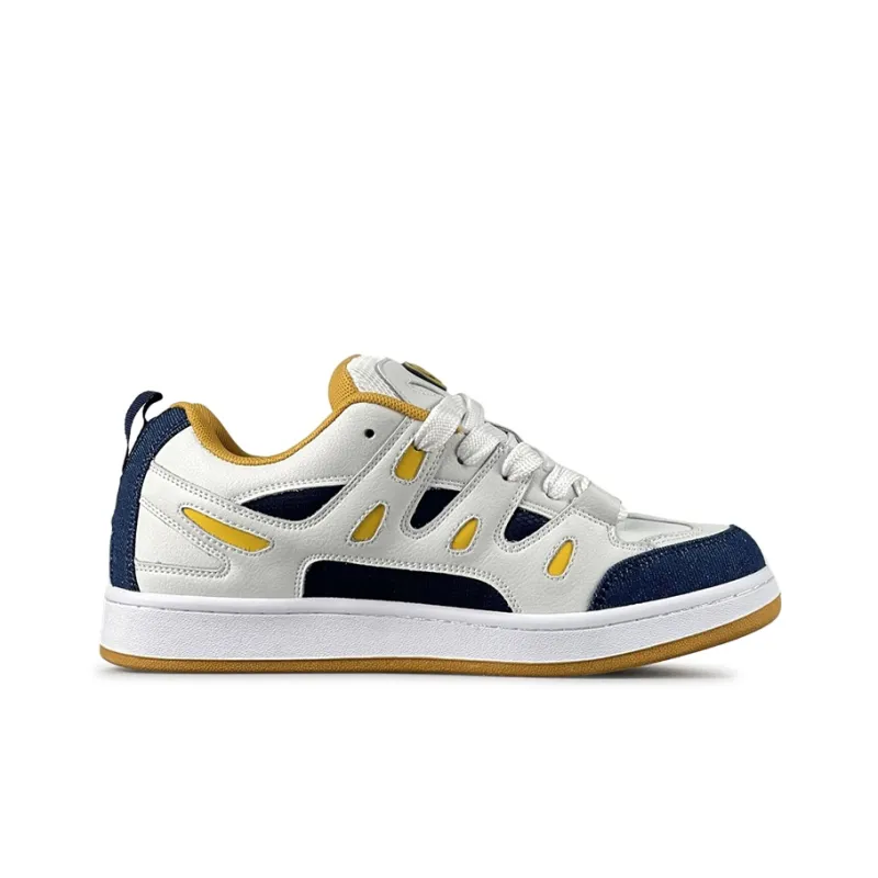 LuzaoT SUPER DRAG Puffy Shoes Slip-Resistant Low-Top Skateboard Shoes Unisex White Blue Yellow-2