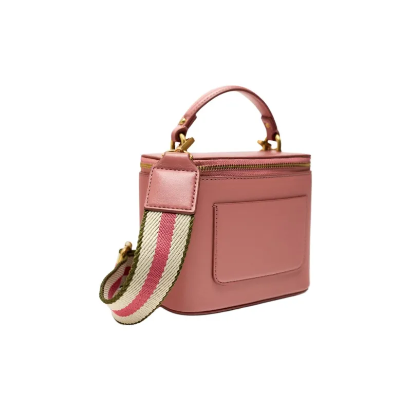 ZARA Polyurethane Box Bag Shoulder Bag Crossbody Bag Small Size Women's Peach Pink-1