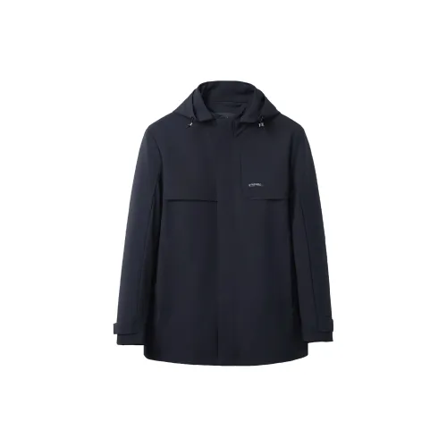 HLA Trench Coats Men Navy Blue 01